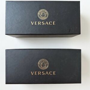 Versace Black Empty Sunglass Boxes with Gold Detailing Set of 2